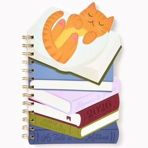 2026 Paper Source Sleepy Book Cat Die Cut 12M Planner - B&N Exclusive